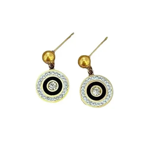 WS Evil Eye Titanium Earrings Gold