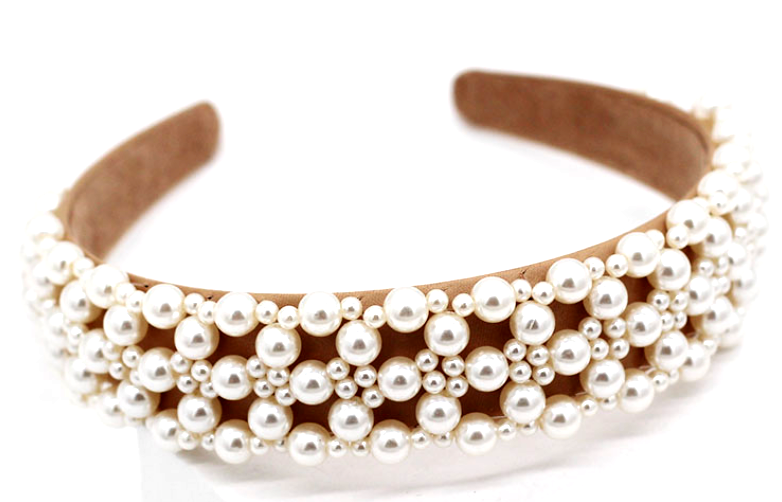 WS - Premium Handmade Pearl & Nude Headband 746935191030