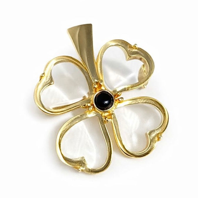 Belle Chance Clover Brooch- Black