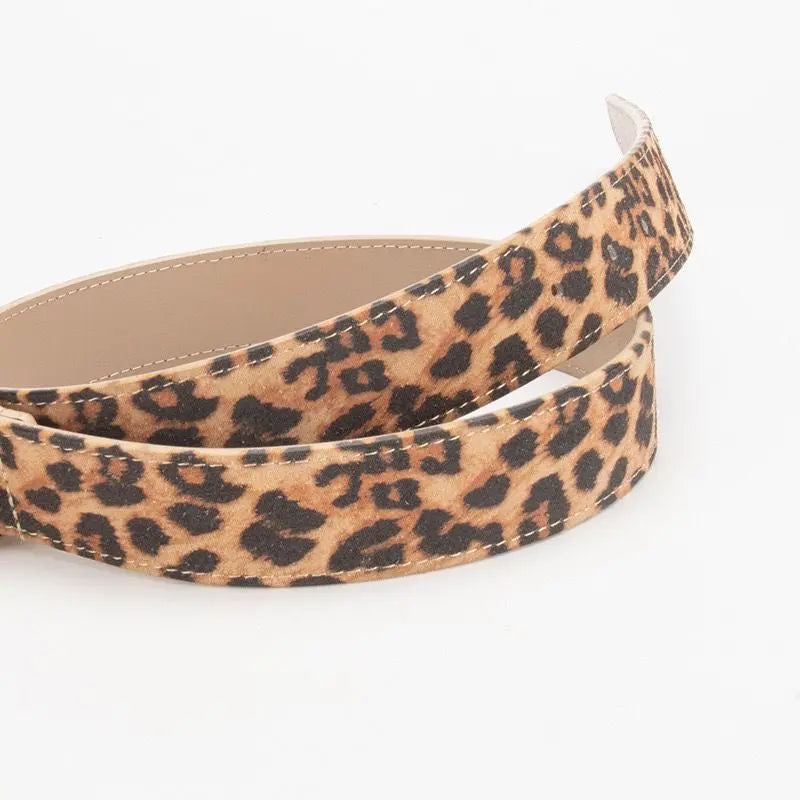 Leopard Leather Belt 3.3cm Silver