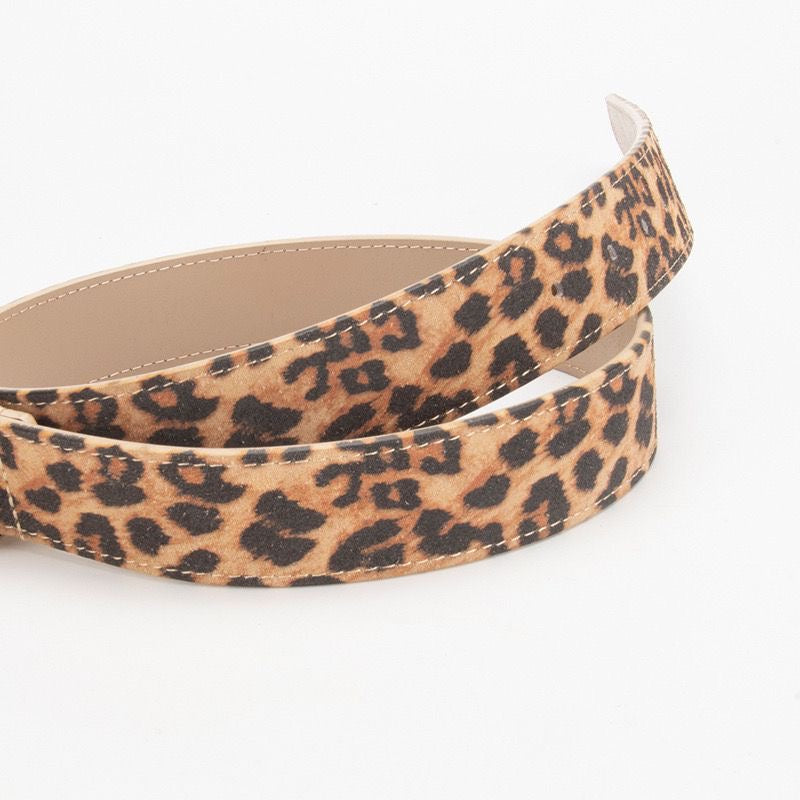 WS Leopard Leather Belt 3.3cm Silver