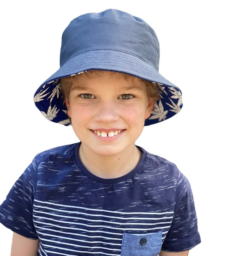WS - Bucket Hat Reversible - Palm - Blue Palm / Grey - Image 1