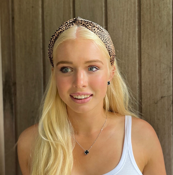 Headband Leopard Twist in Camel