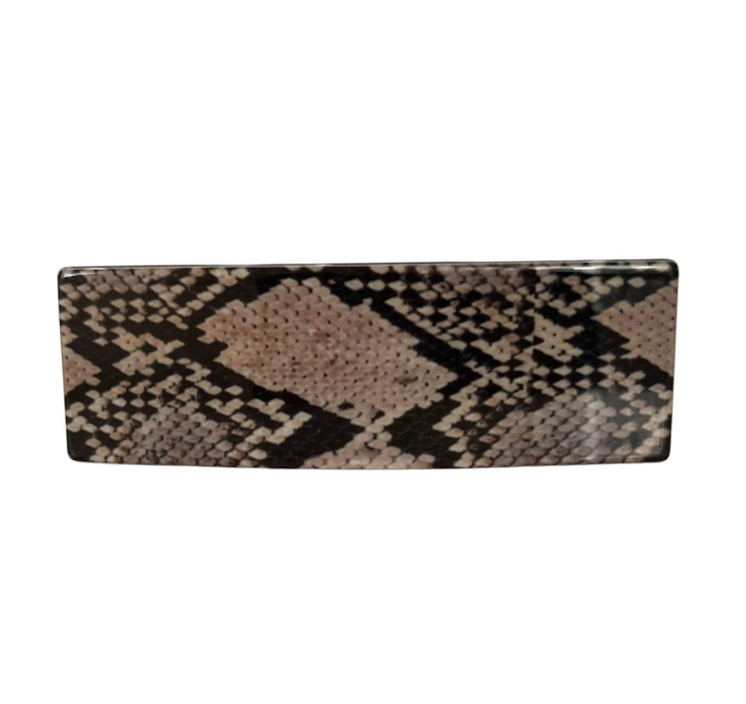 Acetate Barrette - Oversized in Snake Brown