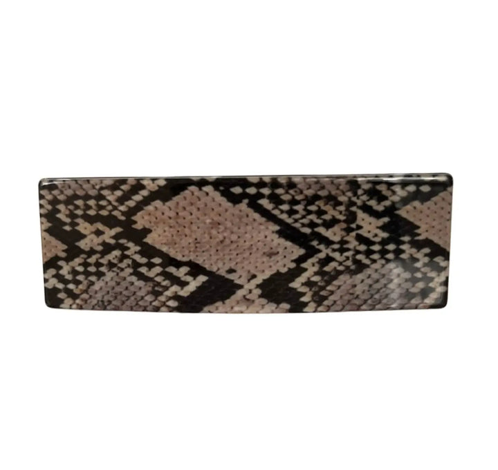 Acetate Barrette - Oversized in Snake Brown