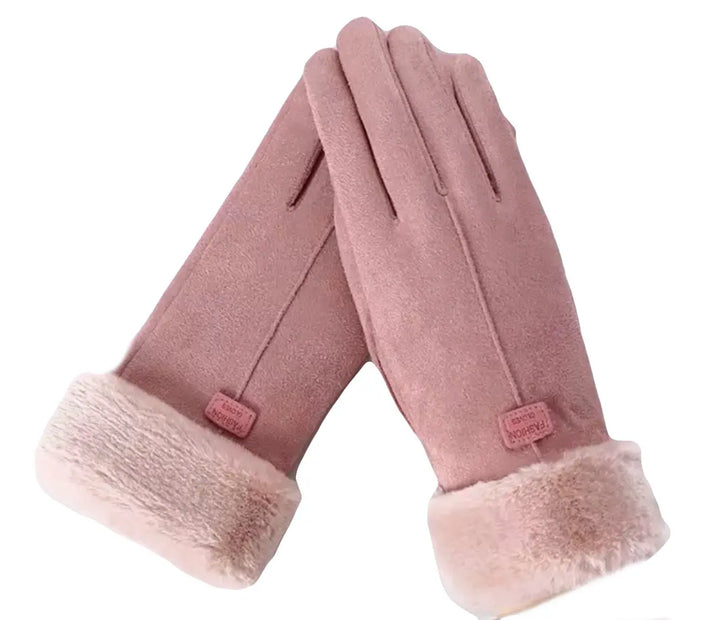 WS Vegan Suede Touchscreen Gloves - Pink
