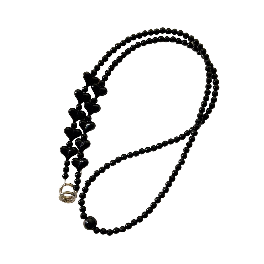 WS  Heart Cross Body Phone Strap -Black