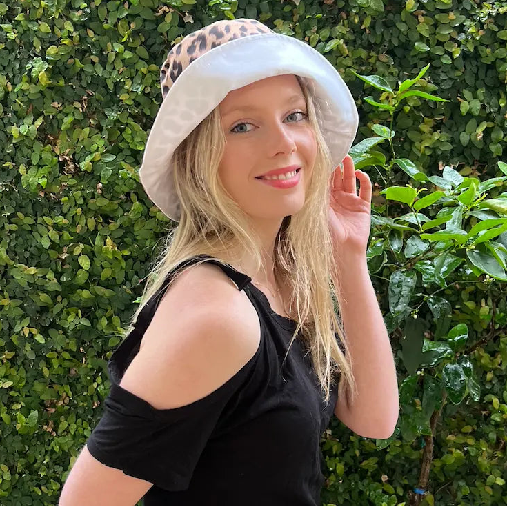 WS - Extended Brim Bucket Hat - Leopard/White - Image 3
