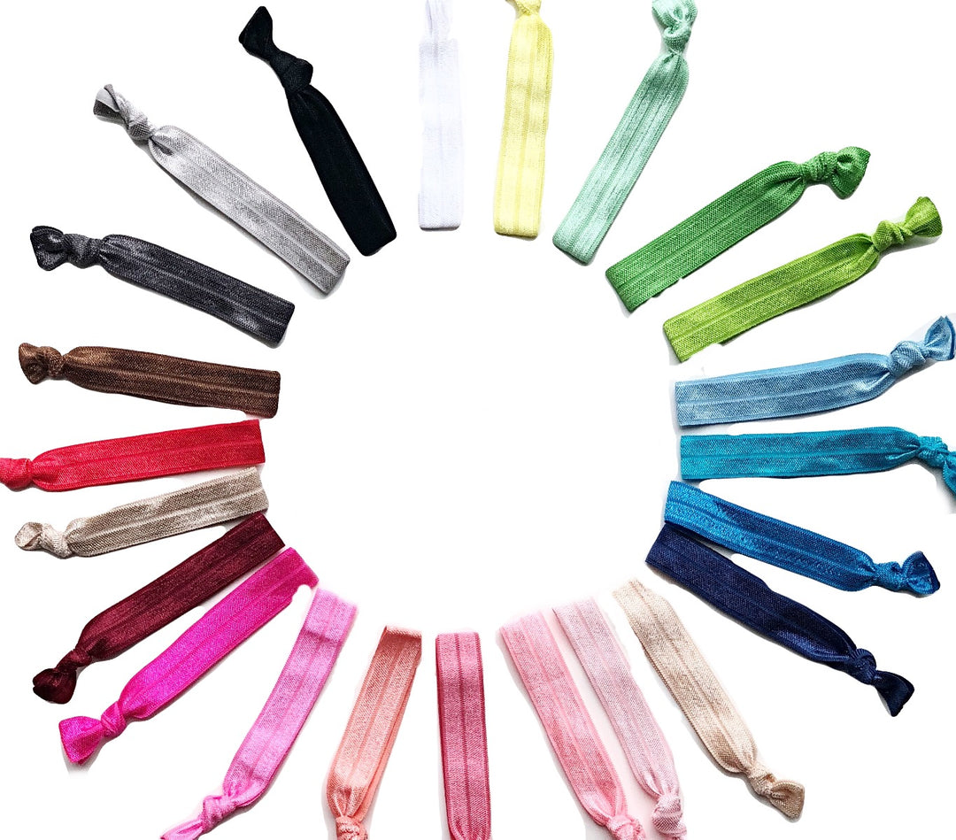 22 Solid Elastic Ribbon Hair Ties