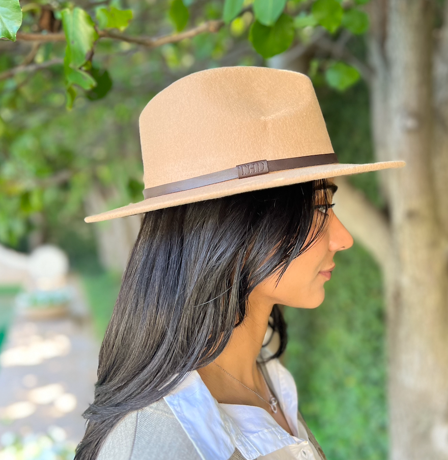 Premium 100% Australian Wool 6.5mm Fedora Oversized - camel