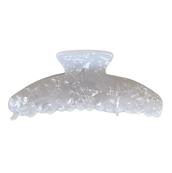 Premium oversized hair claw in White Pearl