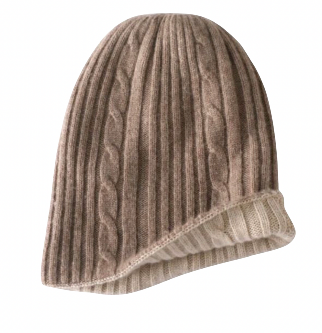 WS - Beanie - Cashmere reversible Fawn/Beige