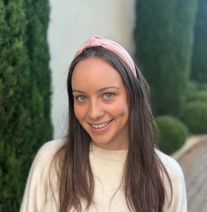 Knotted Vegan Suede Headband- Pink