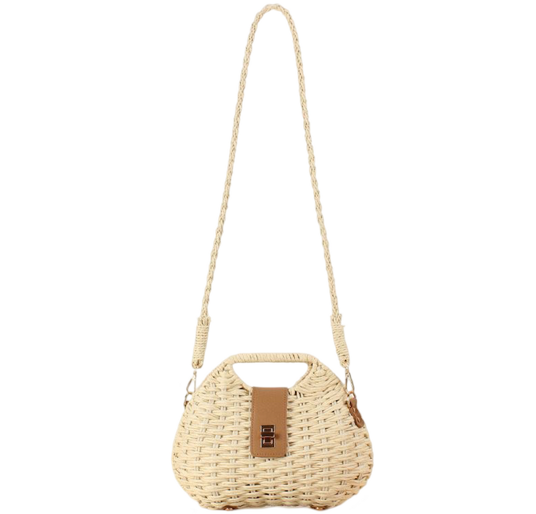 WS Kirsten Straw Shoulder Bag - White