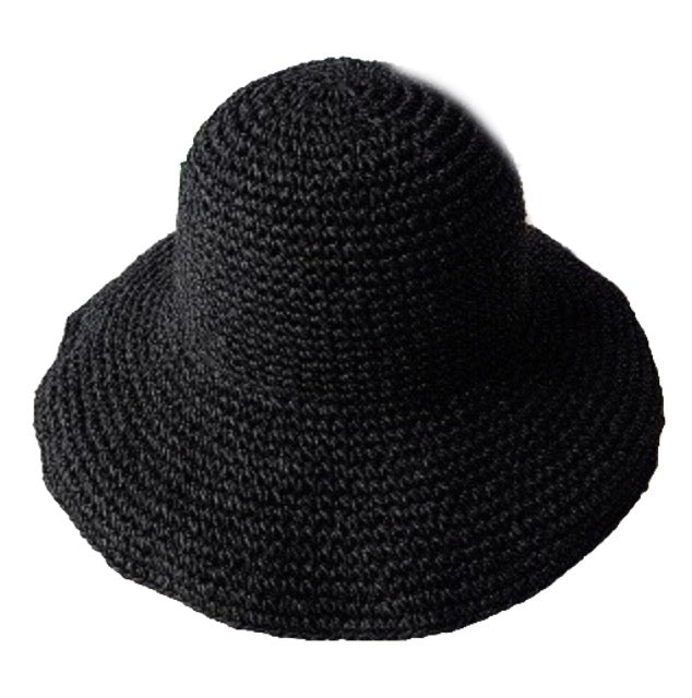 Woven Foldable Sunhat in Black