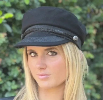 Wool Newsboy Cap - Black