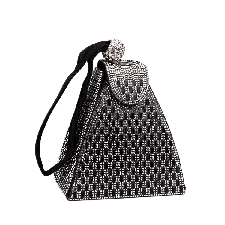 Pyramid Clutch Bag in Black