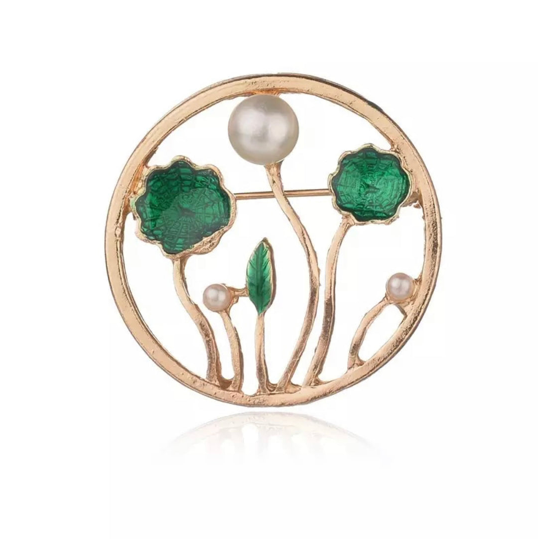 WS - Brooch - Deco Flowers - Green