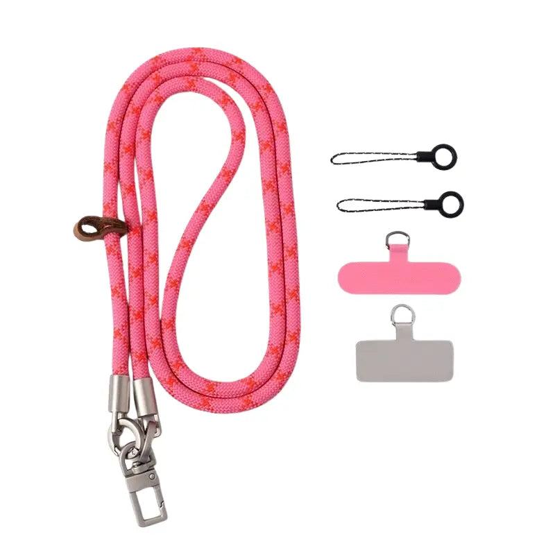 Premium Rope Crossbody Phone Strap - Pink Cross
