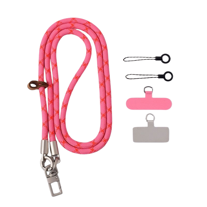 WS  Premium Rope Crossbody Phone Strap - Pink Cross