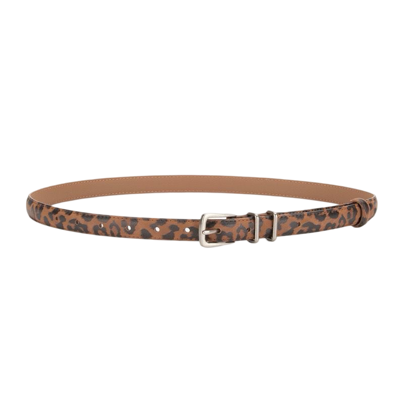WS Belt - Leopard Leather Belt1.8cm Silver