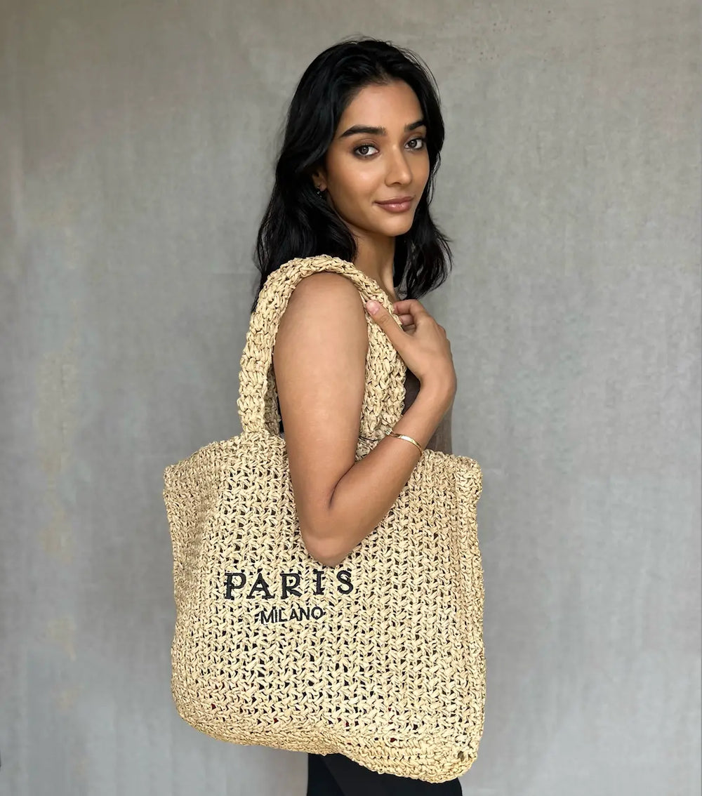 WS Paris Milano Straw Tote Bag