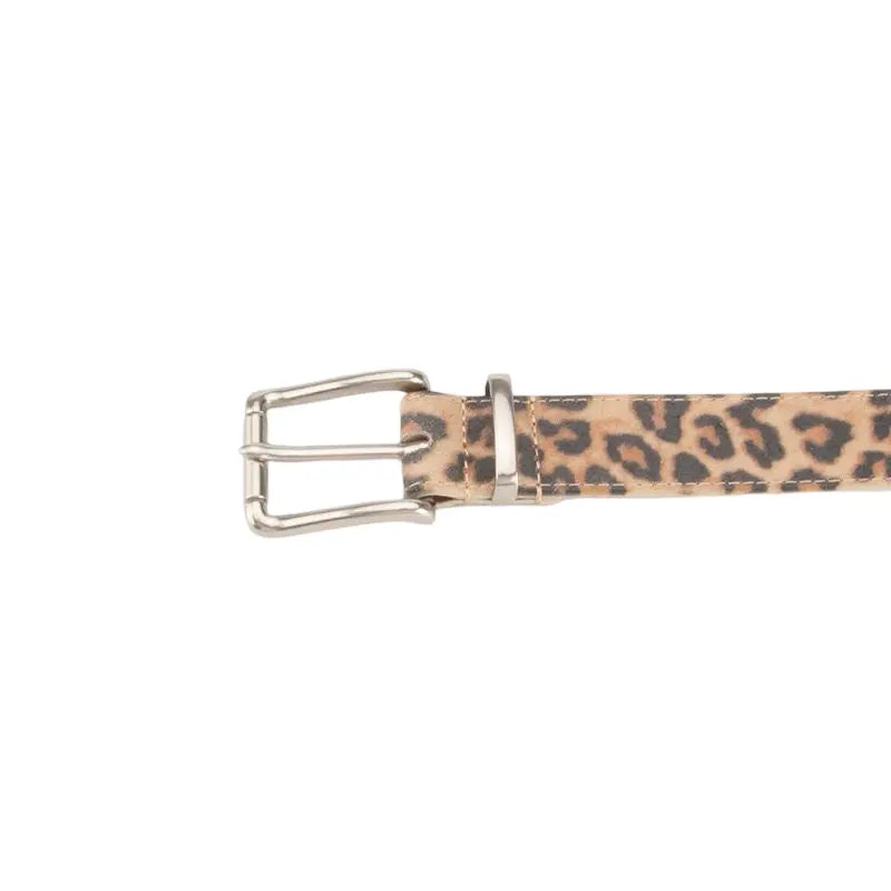 Leopard Leather Belt 3.3cm Silver