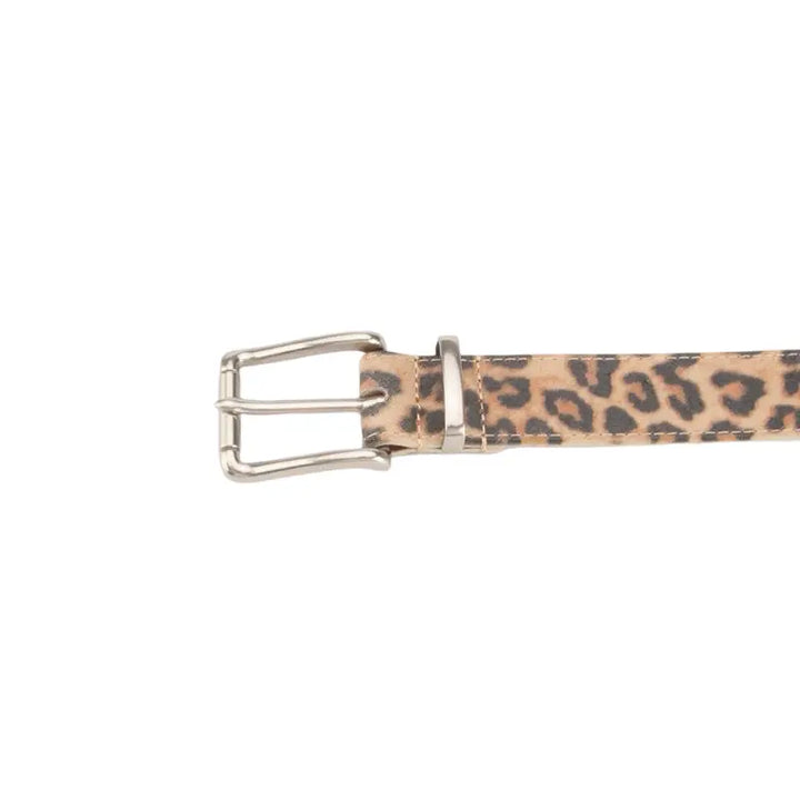 Leopard Leather Belt 3.3cm Silver