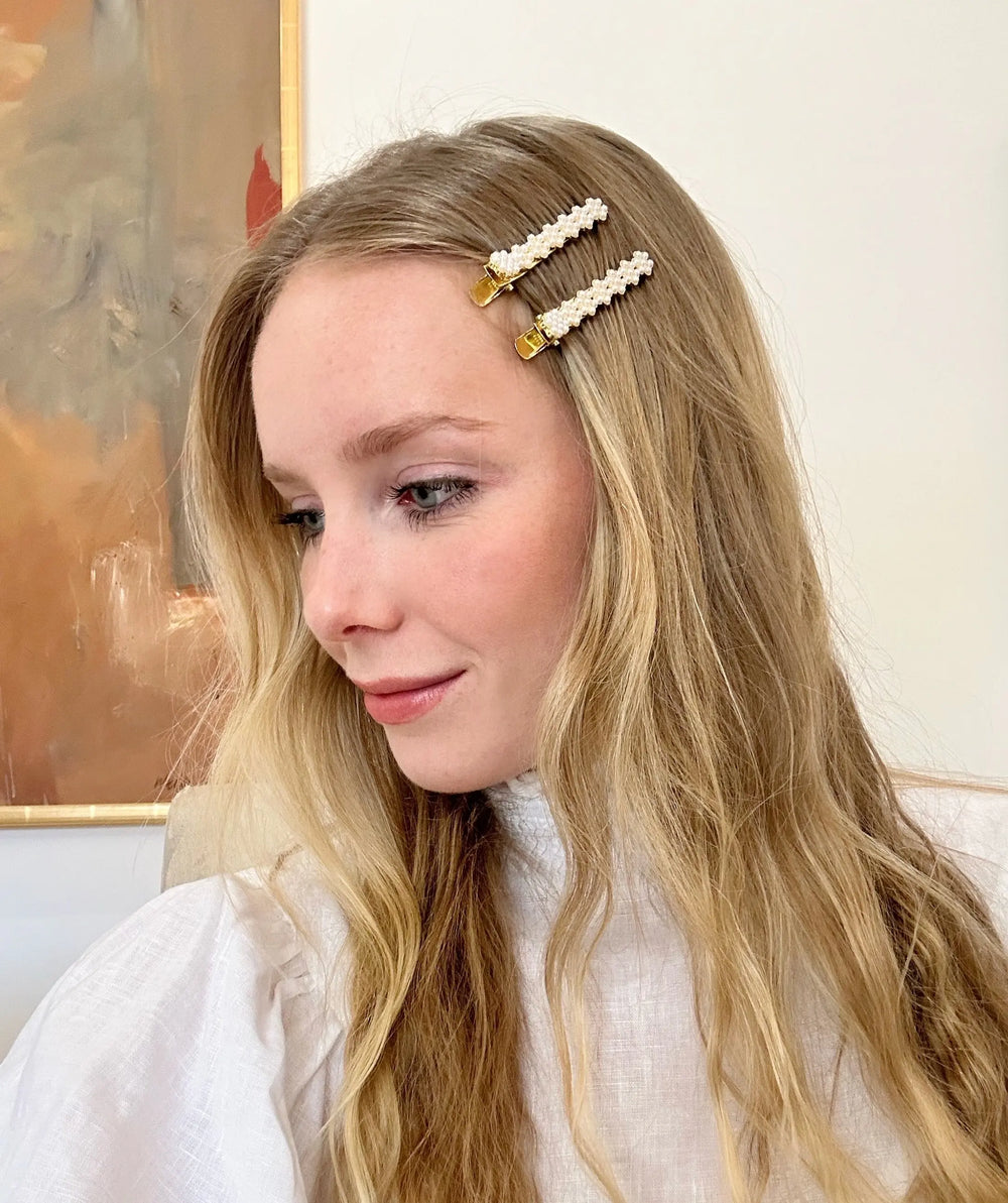 Pearl Bar Hair pin Gold - 2pce