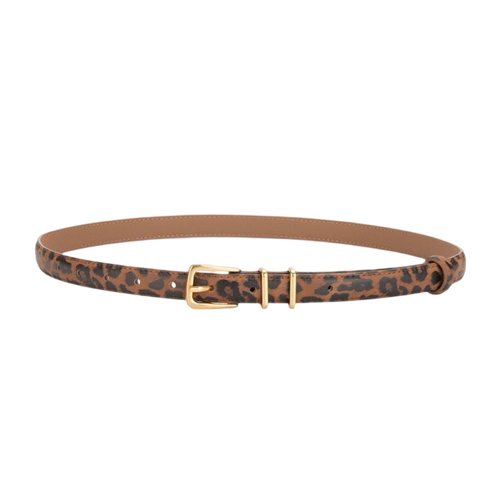WS Leopard Leather Belt 1.8cm - Gold
