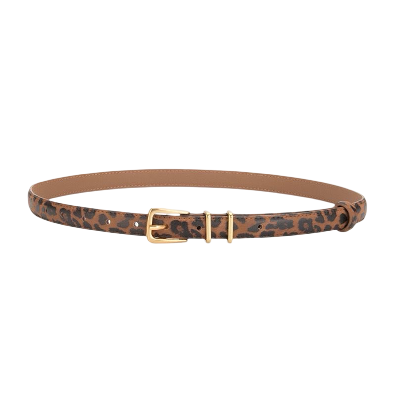 WS Belt - Leopard Leather Belt Gold 1.8cm