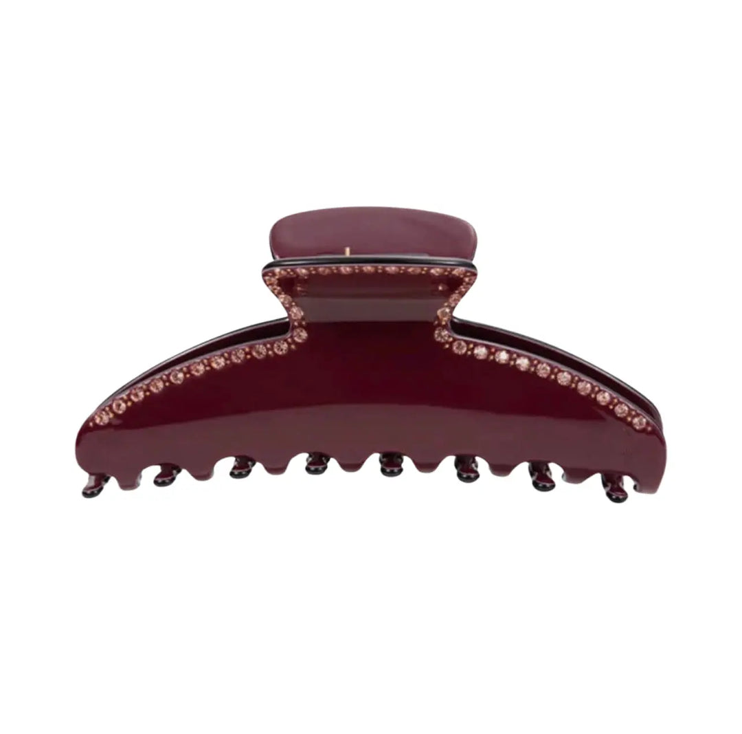Mary Acetate Oversized HairClaw with Crystals - Wine