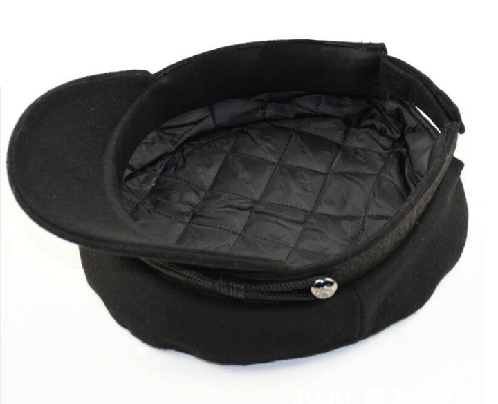 Wool Newsboy Cap - Black