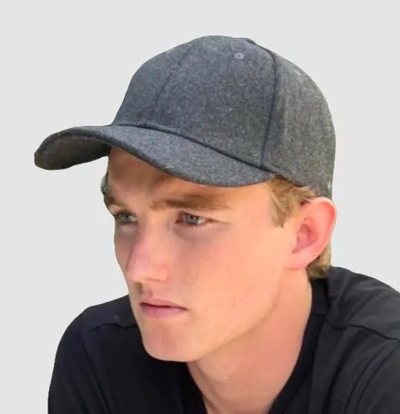 Wool Baseball Cap Unisex  in Dark Grey