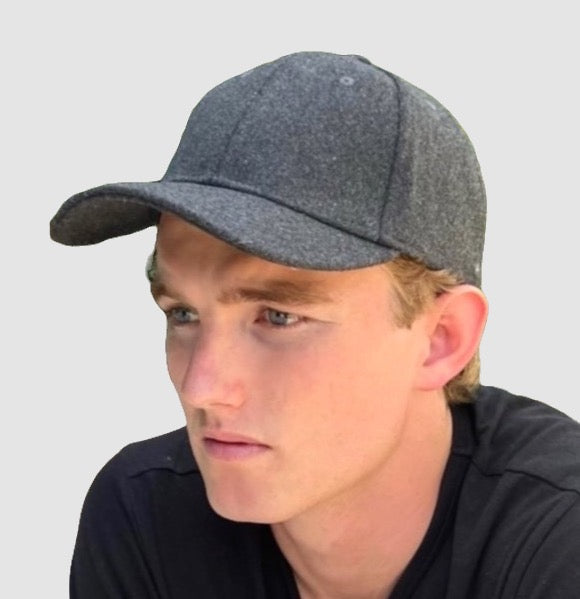 Wool Baseball Cap Unisex  in Dark Grey