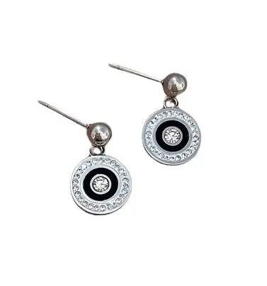 Evil Eye Titanium Earrings - Silver