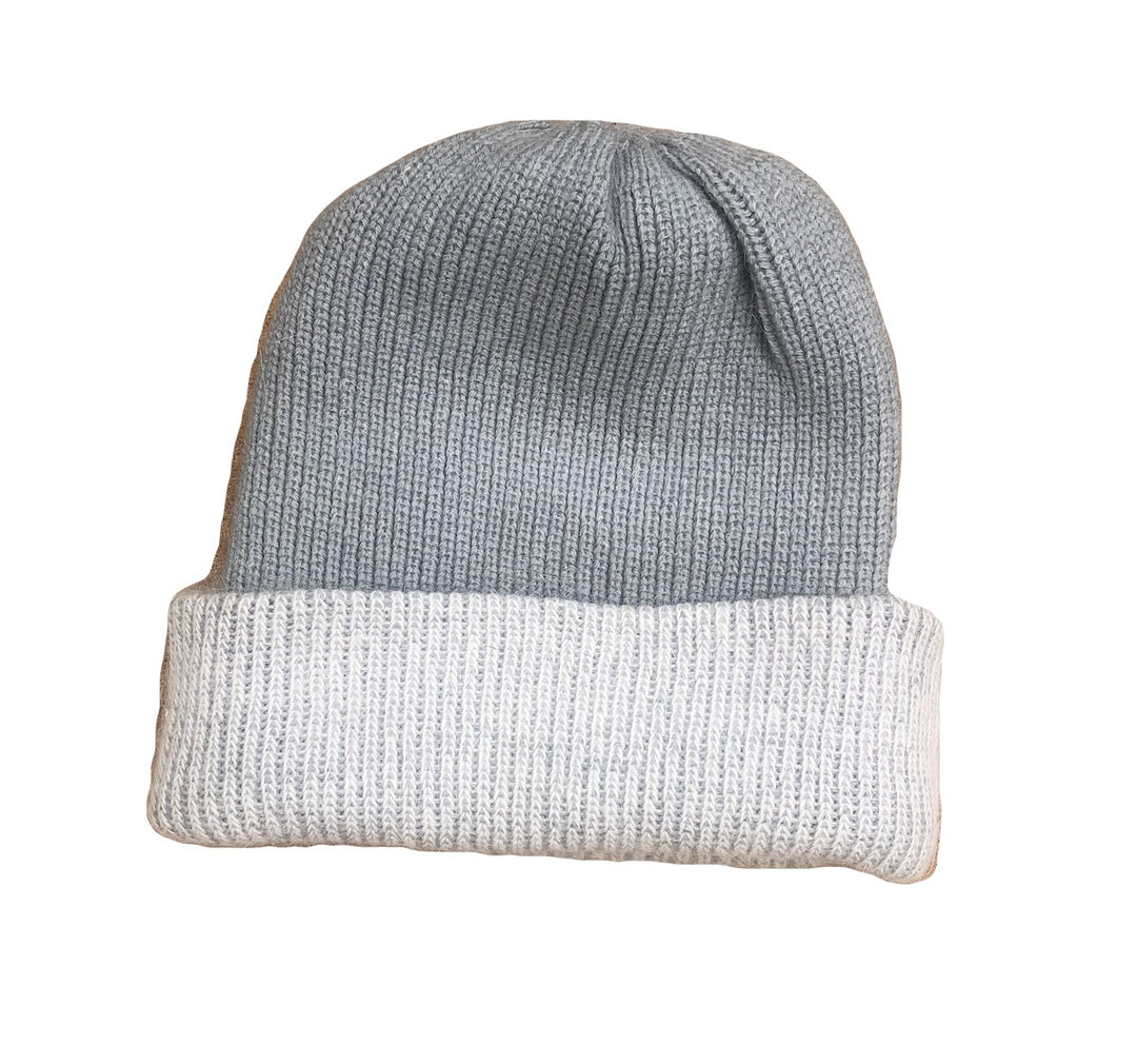 Angora Blend Beanie with SnowFlake- Grey