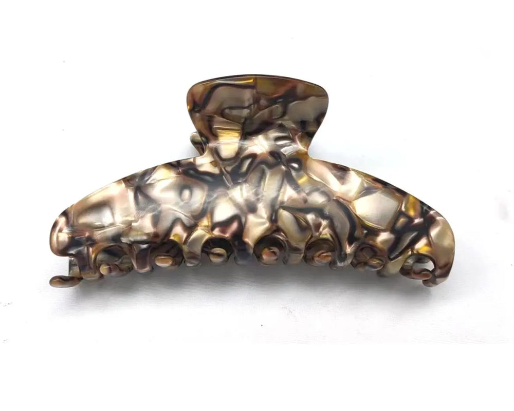 WS Premium Oversized Acetate Claw, Brown/ Gold 757953171201