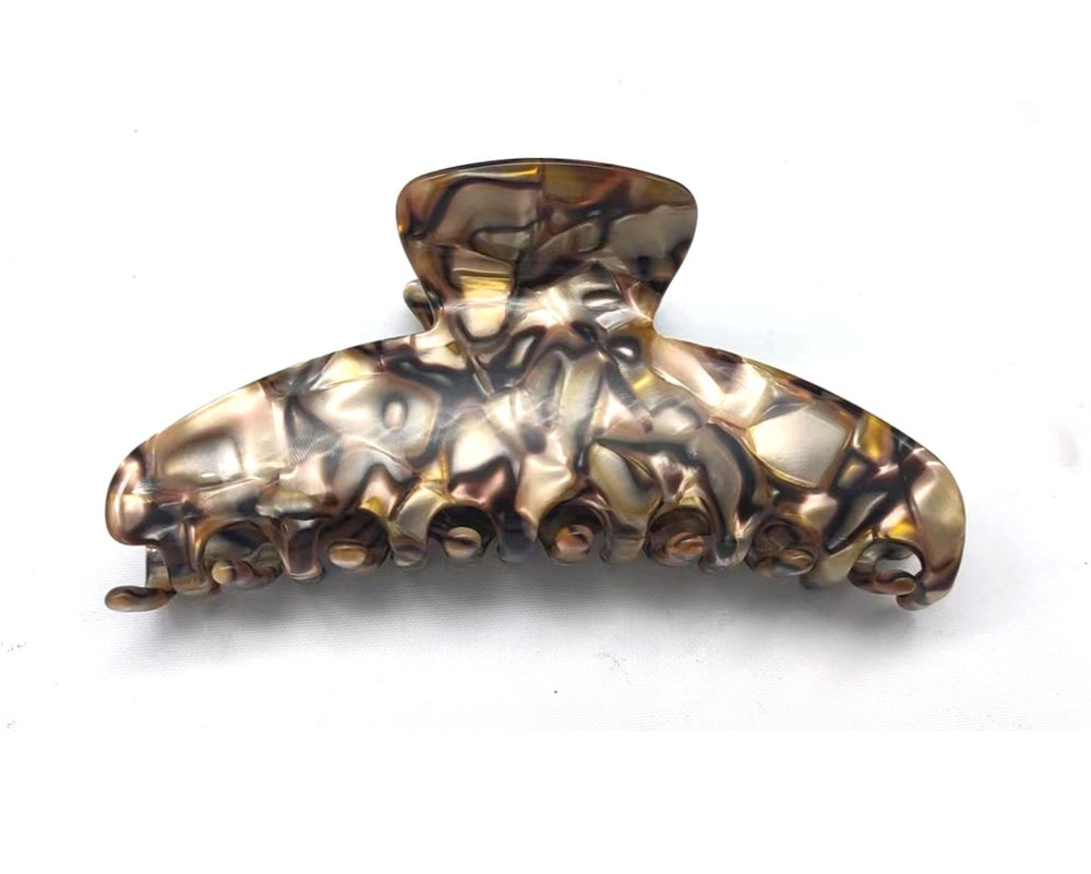 WS Premium Oversized Acetate Claw, Brown/ Gold 757953171201