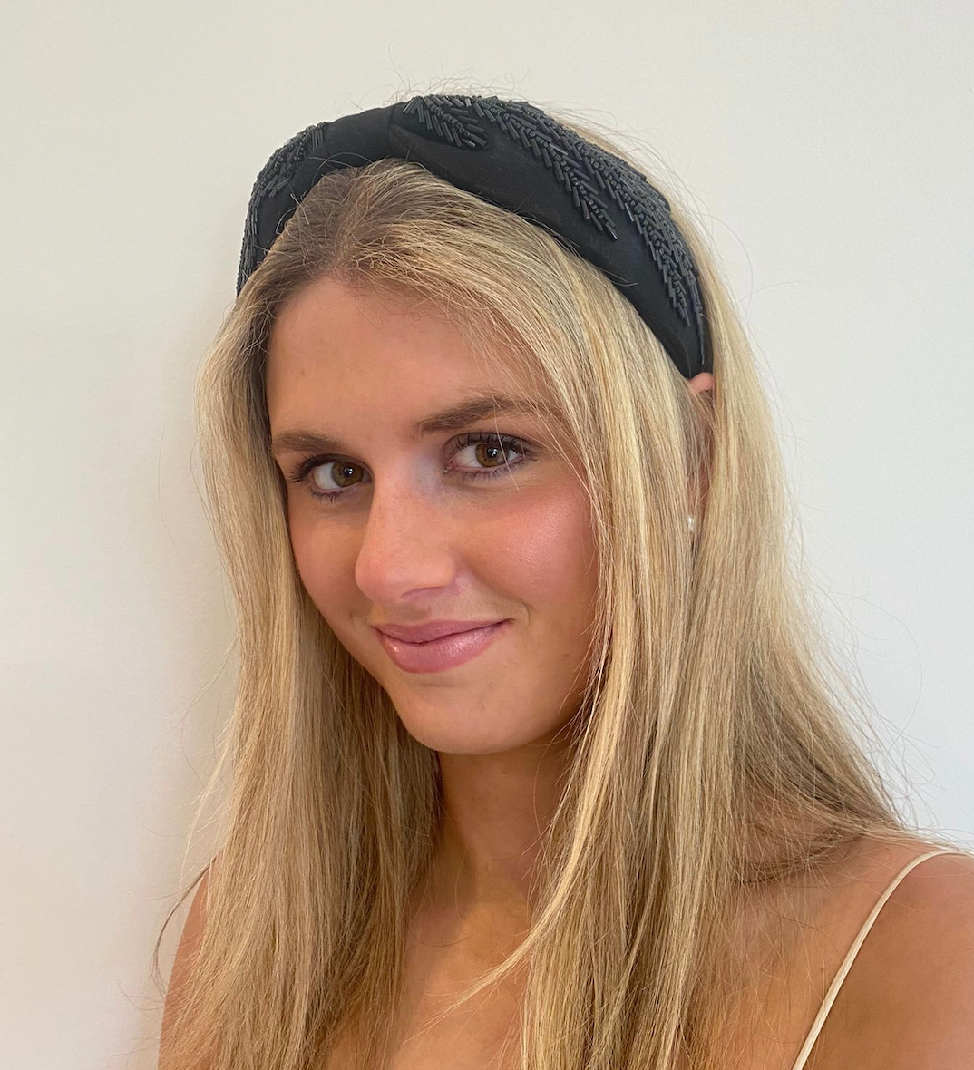 WS - Headband - Handbeaded 100% Linen Structured - Kate - Black