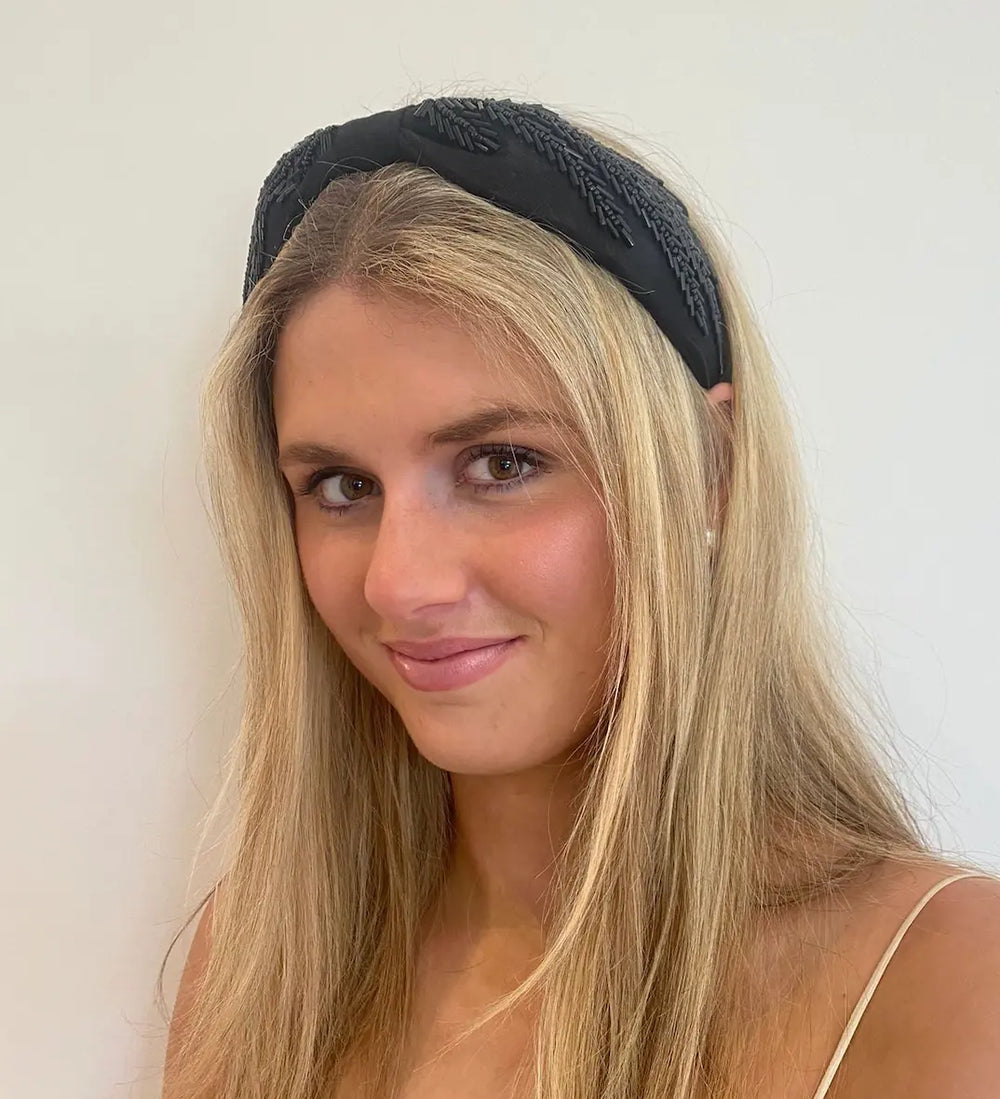 Headband - Kate - Handbeaded 100% Linen bespoke headband