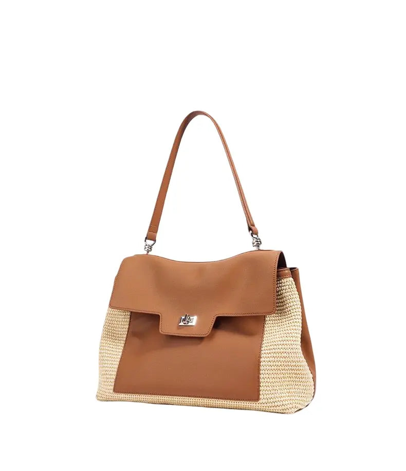 WS Lille Raffia and Cowhide bag - Tan