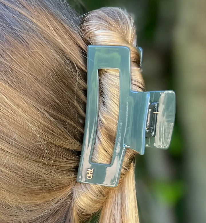 Acetate Rectangular Hair Claw in Sage