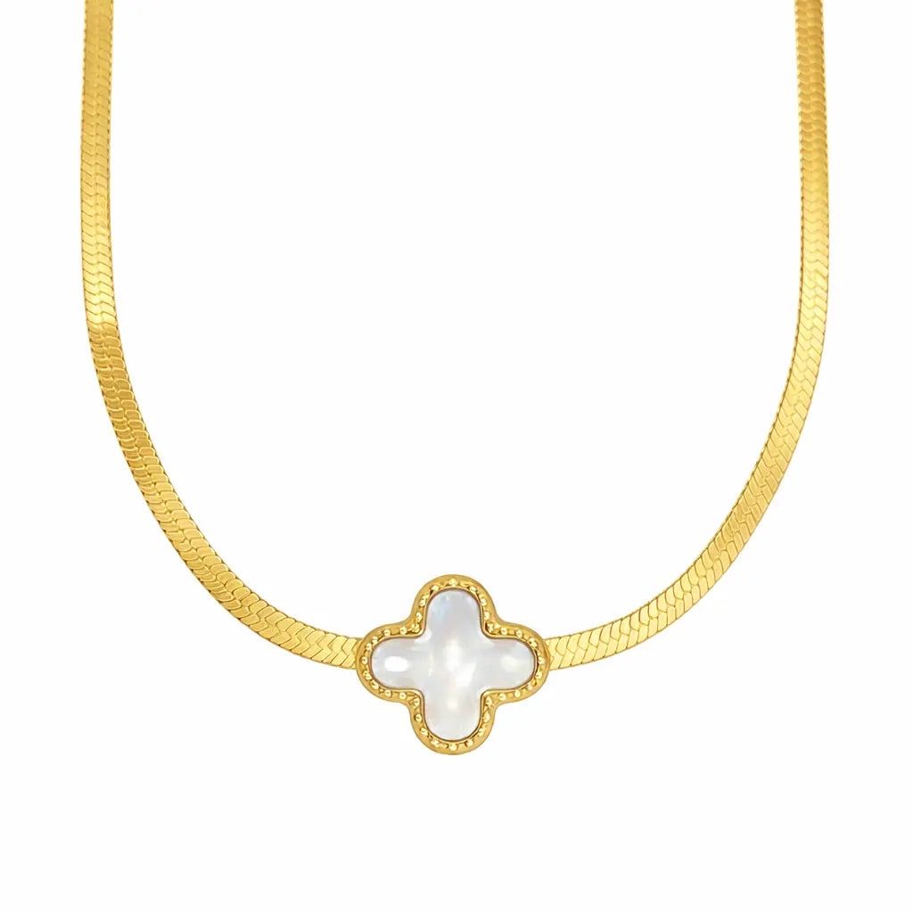 WS- Cross Power Necklace - Gold & White