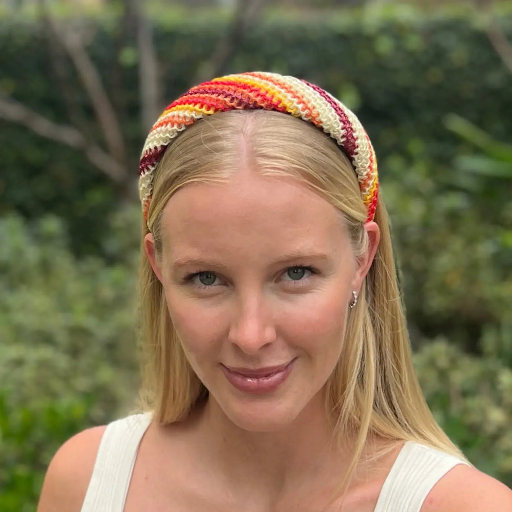 Straw Alice Headband - Tangerine