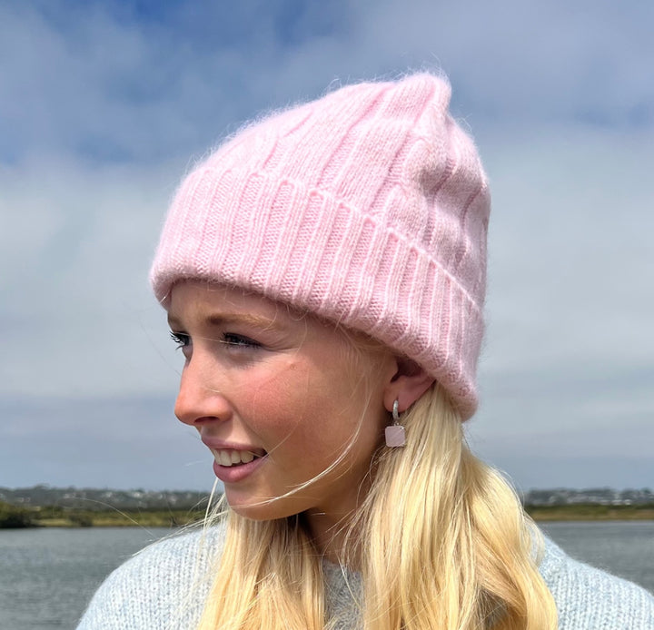 Cable Beanie - Gossamer Pink