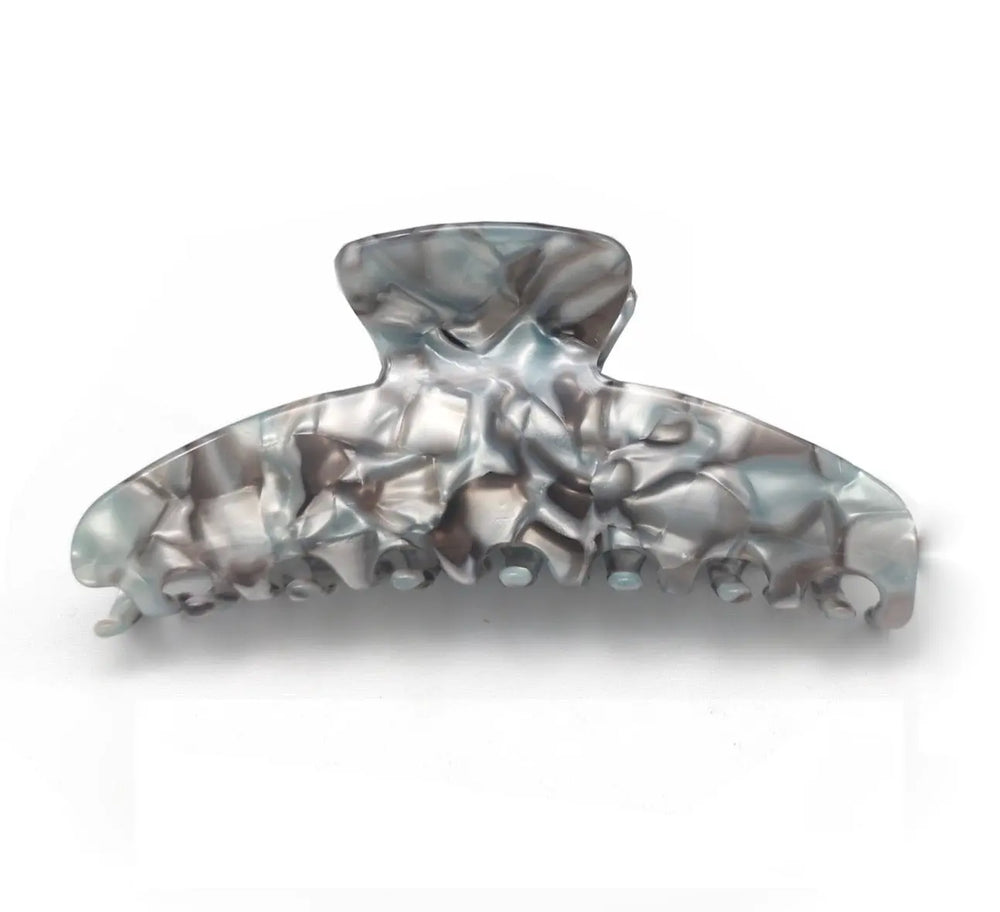 WS Premium Oversized Acetate Hair Claw - Silver marble 757953171218