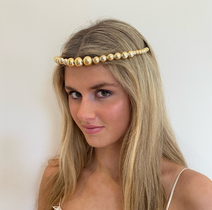 Headband - Gold Pearl Halo with Comb
