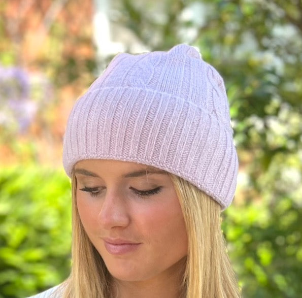 Cable Beanie - Purple