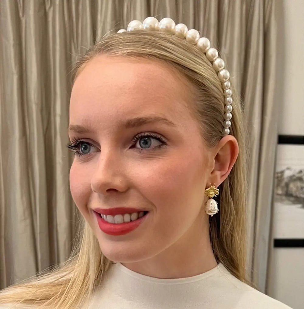 WS - White Faux Pearl Headband - white - Image 1